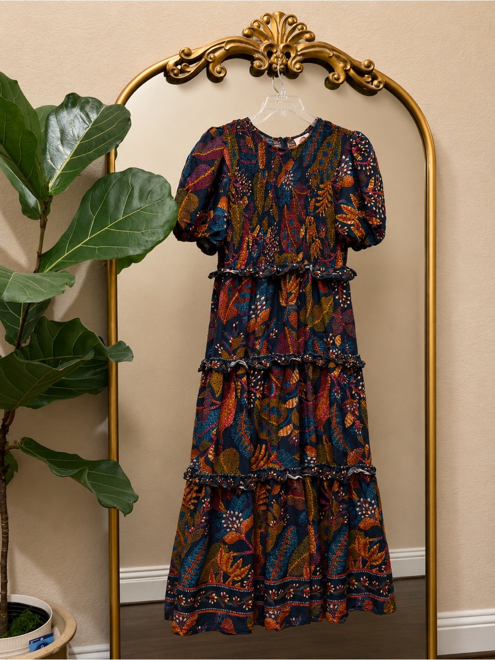 Farm Rio Short-Sleeve Crew-Neck Tiered A-Line Maxi Dress Size M - Picture 2 of 12